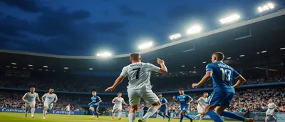 Luka Romero, 19, mid-air striking a ball into the net, wearing a plain blue jersey and shorts with white trim, no badge...